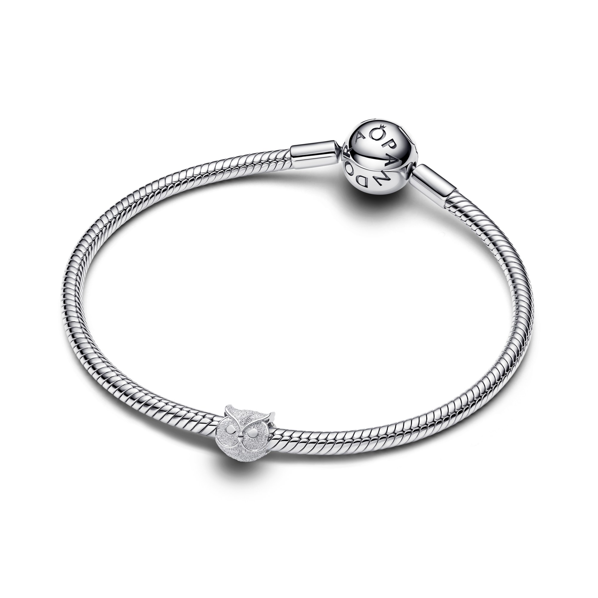 Pandora Strukturierte Eule Mini - Charm - Silber – Ansicht 2