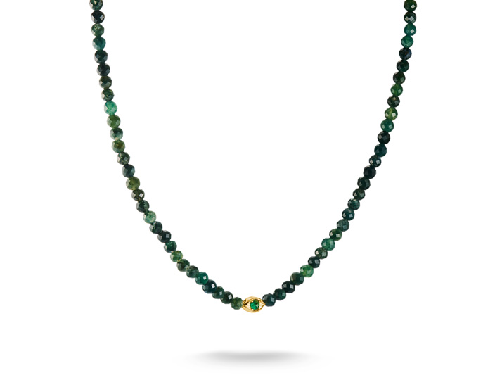 Thomas Sabo KE2332-472-6-L55 ELYNDRA Kette 55 cm - 750/- Gold auf Silber & Glas-Keramik Stein - Grün