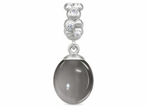Silber Anhänger Endless Charm 43531-1 in Grey Ocean Drop Silver mit einem ovalen grauen Stein und funkelnden Zirkonia-Elementen am oberen Teil, perfekt für elegante Schmuckkombinationen.
