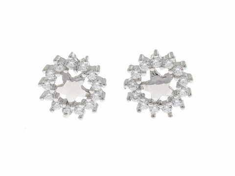 Ohrringe Stern in Silber rhodiniert mit strahlenden Zirkonia von Juwelier Harnisch, die funkelnde Gestaltung verleiht jedem Outfit einen eleganten Touch.