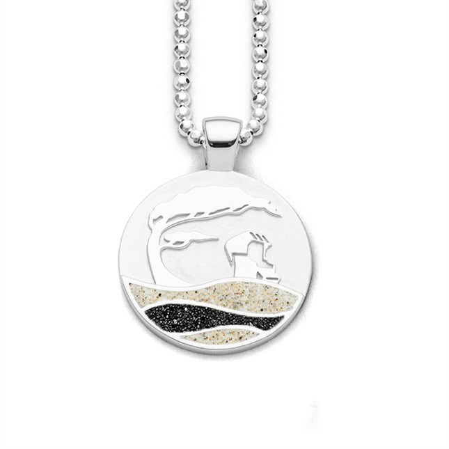 DUR Anhänger Strandwellen Strandsand Logo - Sterling Silber - Strandsand + Lavasand – Ansicht 2