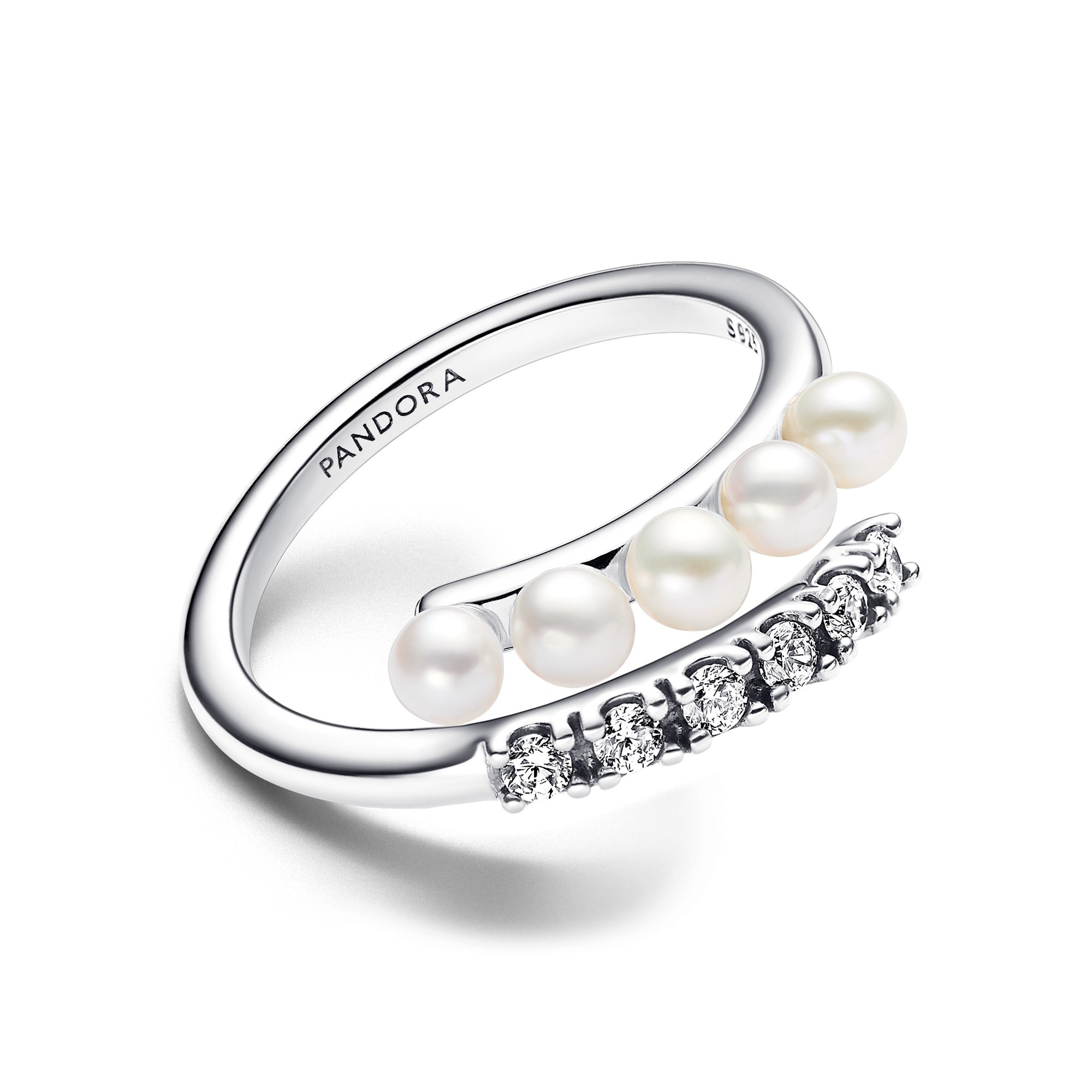 Pandora Zuchtperlen & Pavé Offener Ring - Silber - Steinmix Weiß Ansicht 2 – Ansicht 2