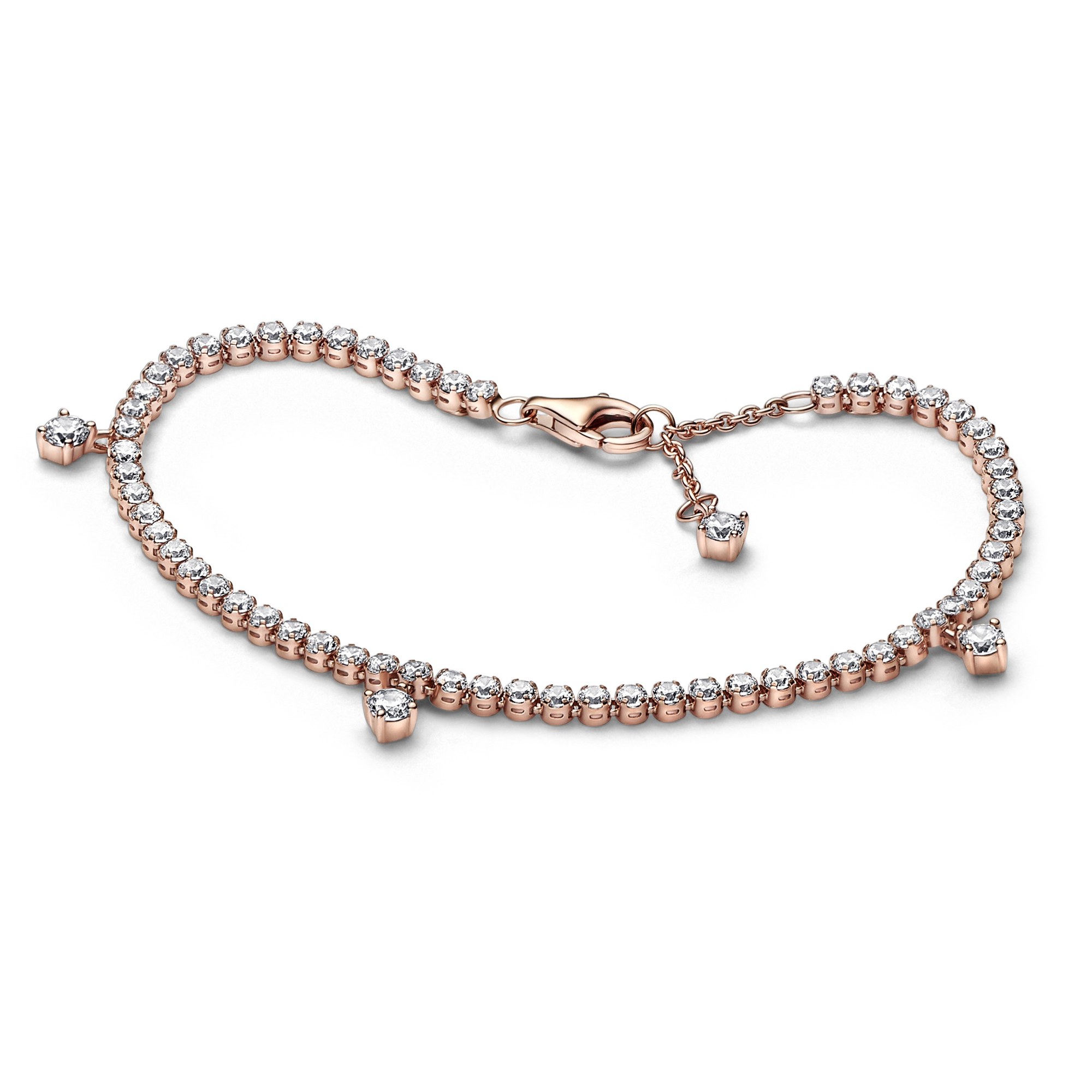 Pandora Armband - funkelnde Tropfen Tennisarmband - Roségold Verg. - Zirkonia - Klar
