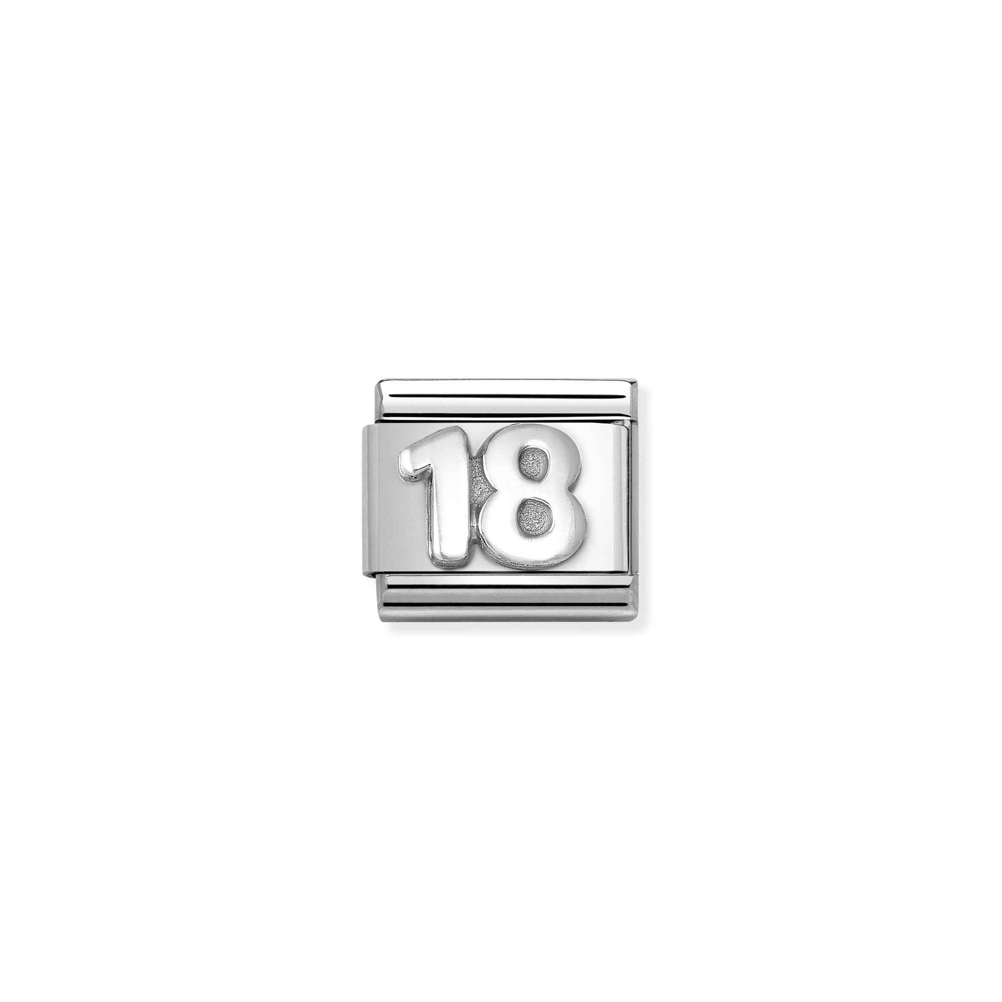 Nomination Composable Classic Charm Zahl 18 - Edelstahl, Sterling Silber