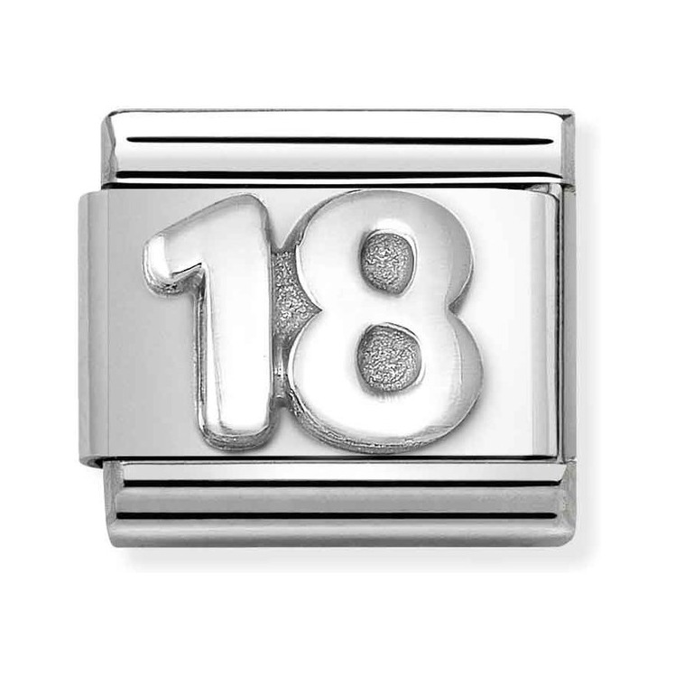 Nomination Composable Classic Charm Zahl 18 - Edelstahl, Sterling Silber