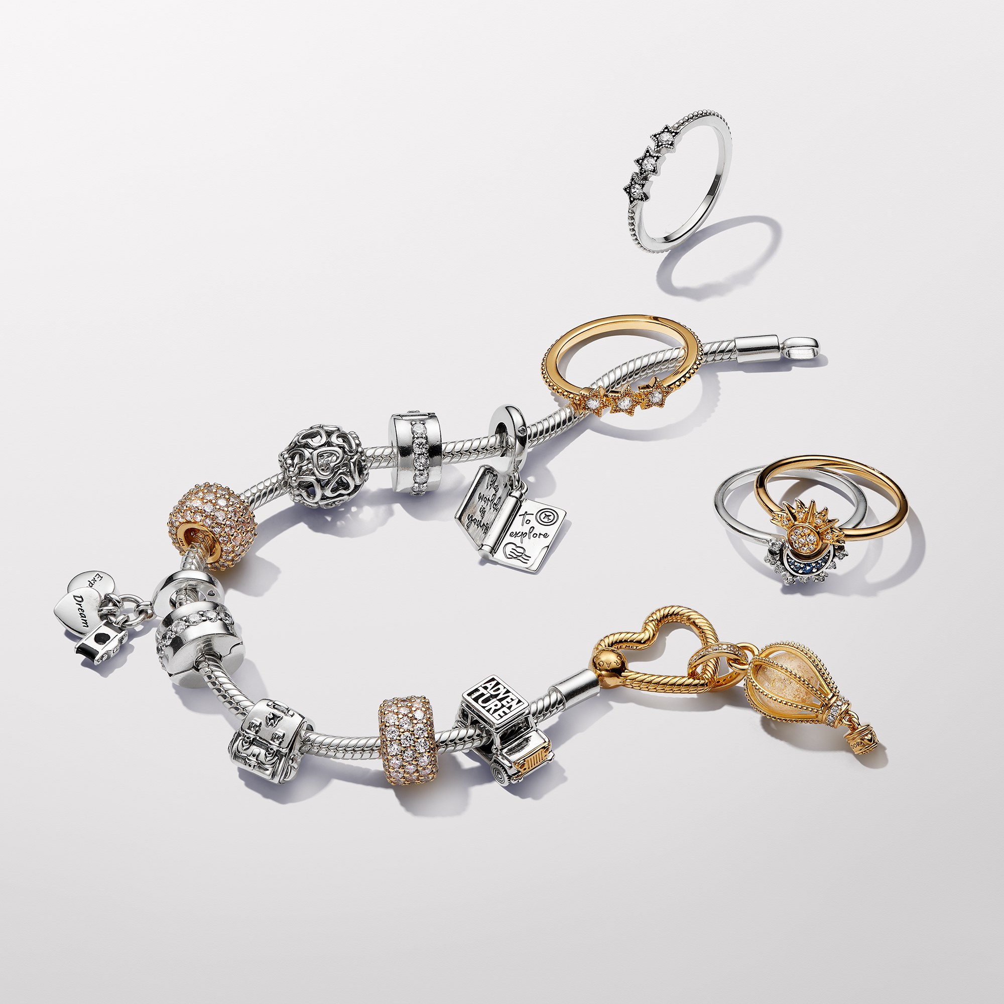Pandora Funkelnder Klarer Heißluftballon Charm-Anhänger - Gelbgold verg. - Zirkonia klar – Ansicht 3