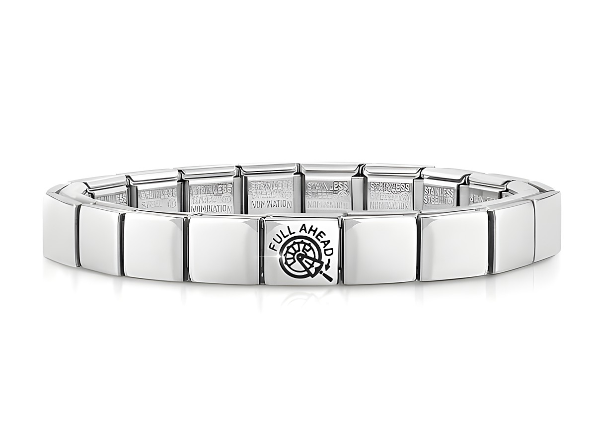Edelstahl Armband von Nomination mit dem Namen Full Ahead, glänzende und robuste Glieder, modernes Design, perfekt für einen eleganten Look.