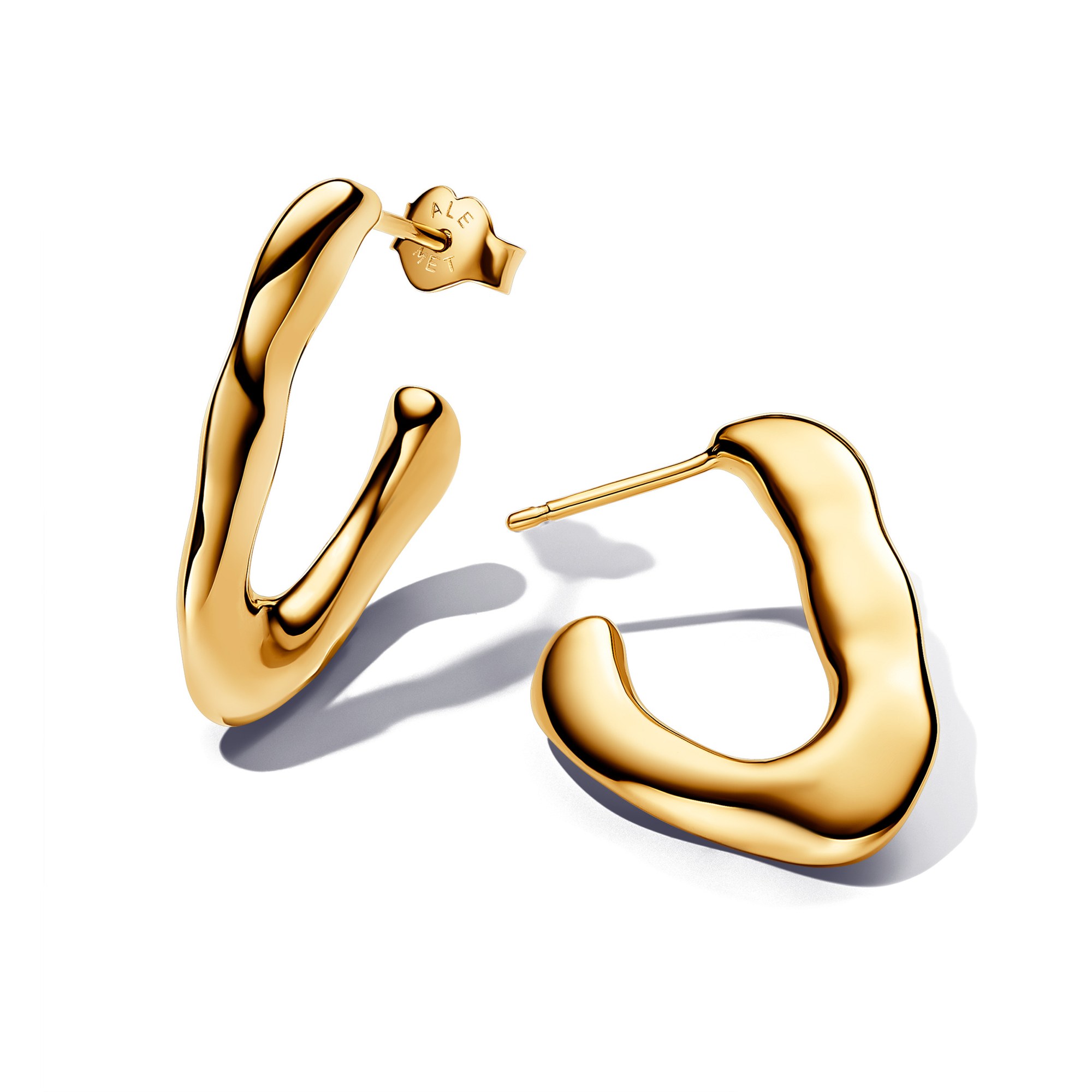 Pandora ESSENCE organisch Geformte Offene Ohrringe in V-Form - Gelbgold verg.