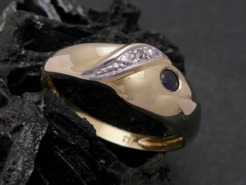 Gold Ring prächtig Gold 333 bicolor Safir und Diamant Goldring Größe 56,5 Hersteller Juwelier Harnisch bis Größe 58/18,5.