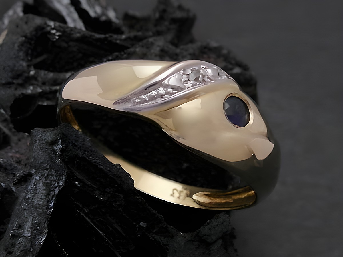 Gold Ring prächtig Gold 333 bicolor Safir und Diamant Goldring Größe 56,5 Hersteller Juwelier Harnisch bis Größe 58/18,5.