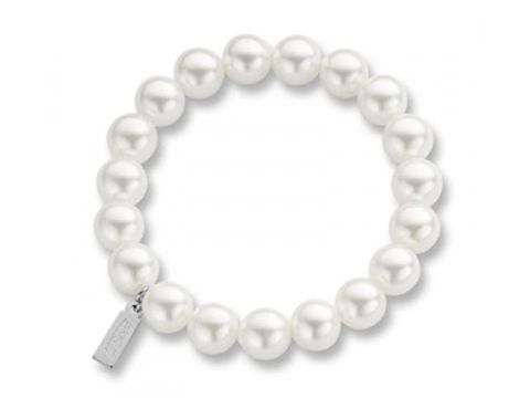 Ti Sento Charms Armband aus weißen Perlen mit einem Durchmesser von 10mm und einer Länge von 19cm, elegantes Schmuckstück für verschiedene Anlässe.