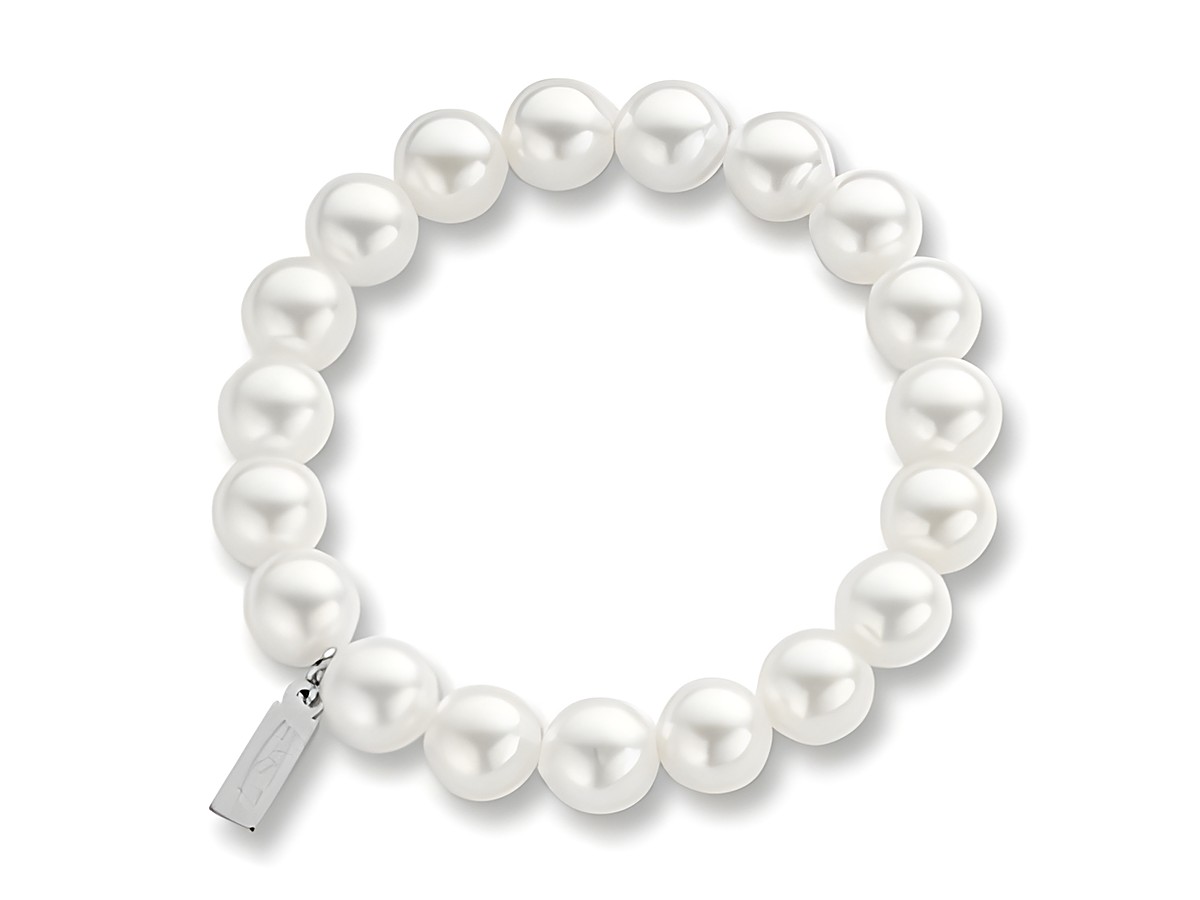 Ti Sento Charms Armband aus weißen Perlen mit einem Durchmesser von 10mm und einer Länge von 19cm, elegantes Schmuckstück für verschiedene Anlässe.