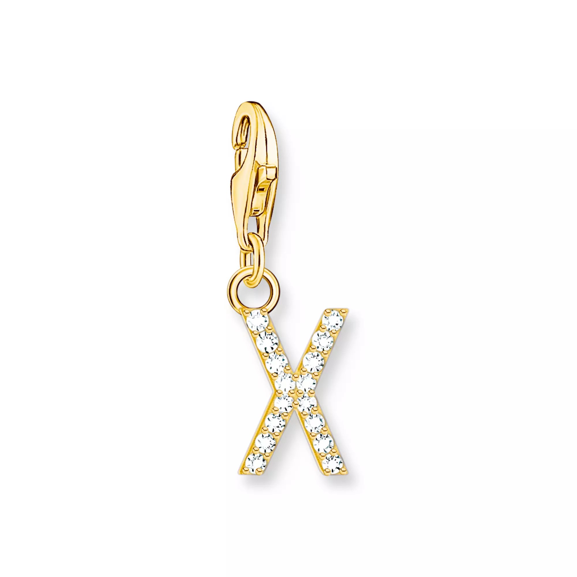 Thomas Sabo Charm-Anhänger - funkelnder Buchstabe X - Silber Gelbgold verg. & Zirkonia - Weiß