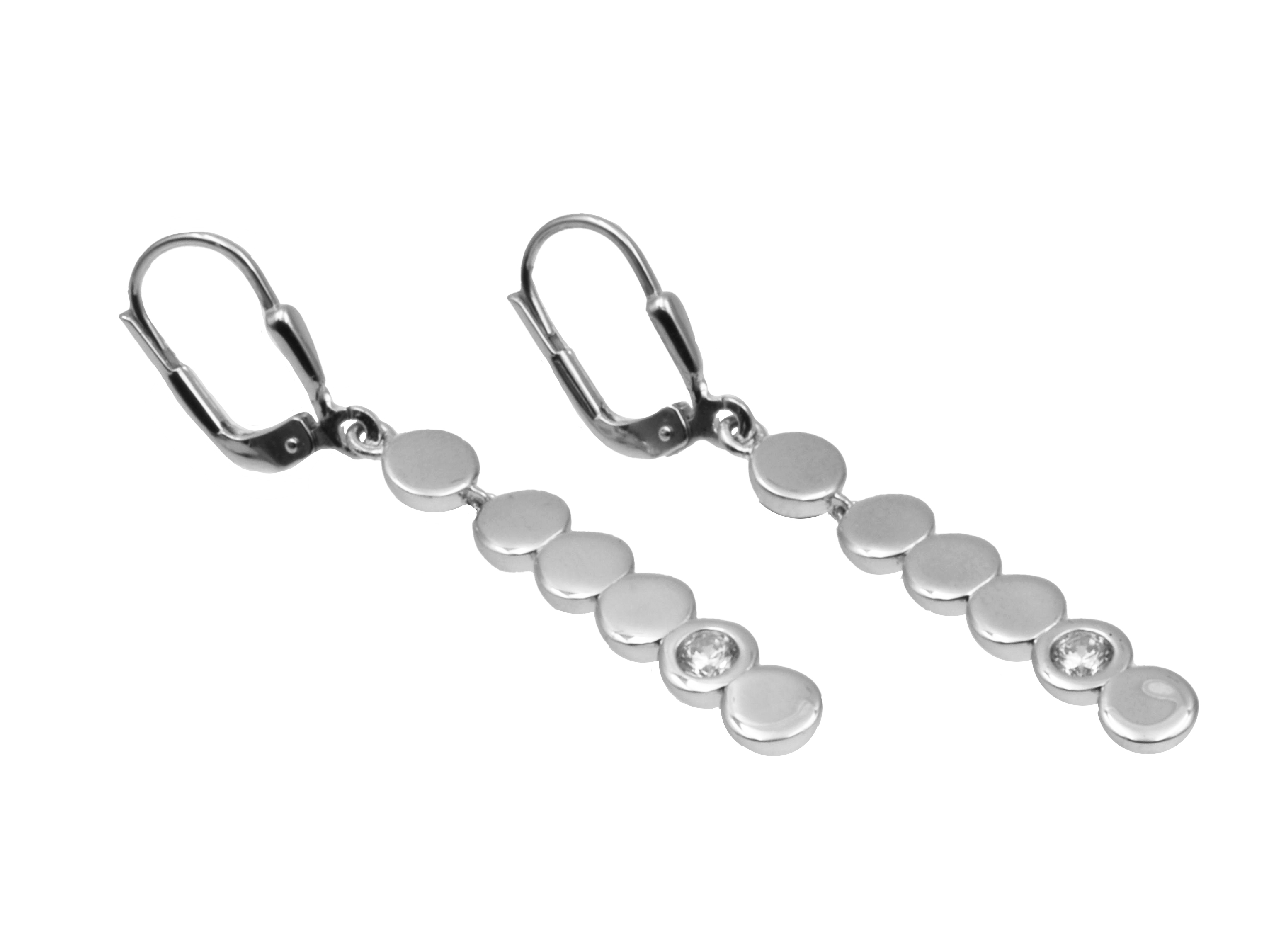 Ohrringe im Kreisdesign, Ohrhänger aus rhodiniertem Sterling Silber mit Zirkonia, modernes und elegantes Schmuckstück von Juwelier Harnisch, ideal für neue Kollektionen.