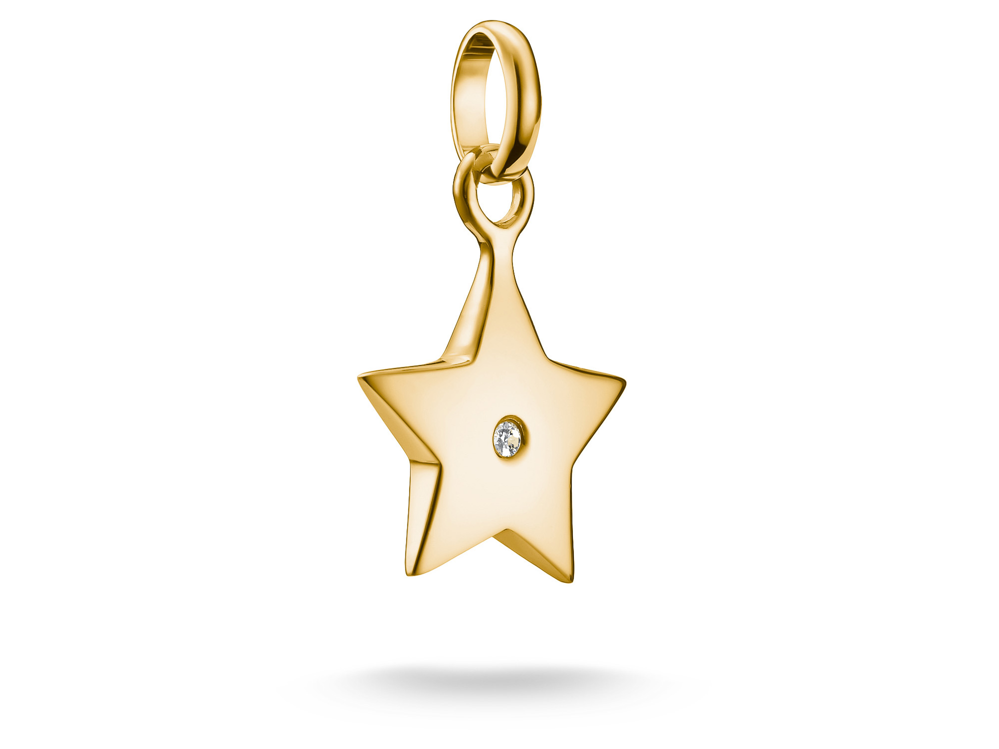 Charm in Sternform aus Silber mit Vergoldung, verziert mit einem Zirkonia, Teil der Thomas Sabo Charm Club CONNECT Kollektion, geeignet für eine stilvolle Ergänzung.