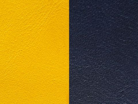 Zwei Lederoberflächen in den Farben Sonne und Marineblau, geeignet für Les Georgettes Armreifen Einsätze, Modell A4000, 14 mm.