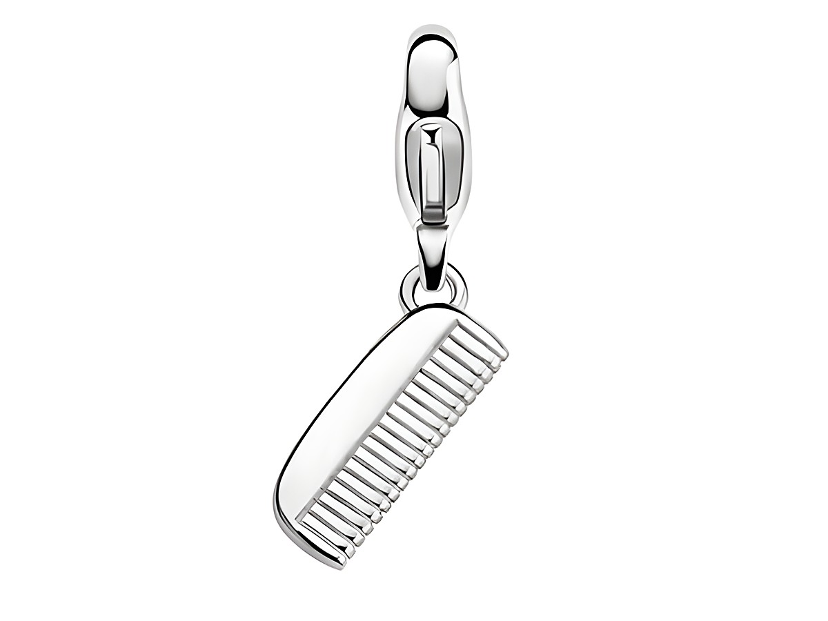 Silberner Kamm Charm von Ti Sento Gorgeous Locks 8220SI, elegantes Accessoire mit detaillierter Verarbeitung und einem glänzenden Finish, ideal zum Schmuckstyling.