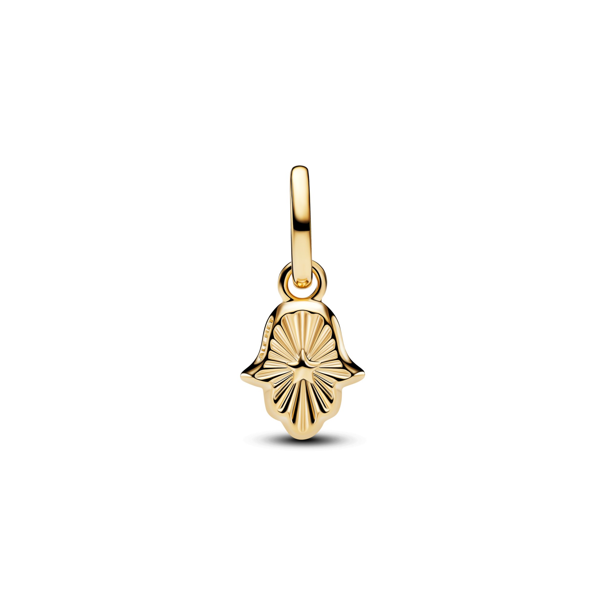 Pandora ME - Hamsa-Hand Mini-Dangle-Charm synth. Malachit - Grün - Gelbgold Vergoldung – Ansicht 3