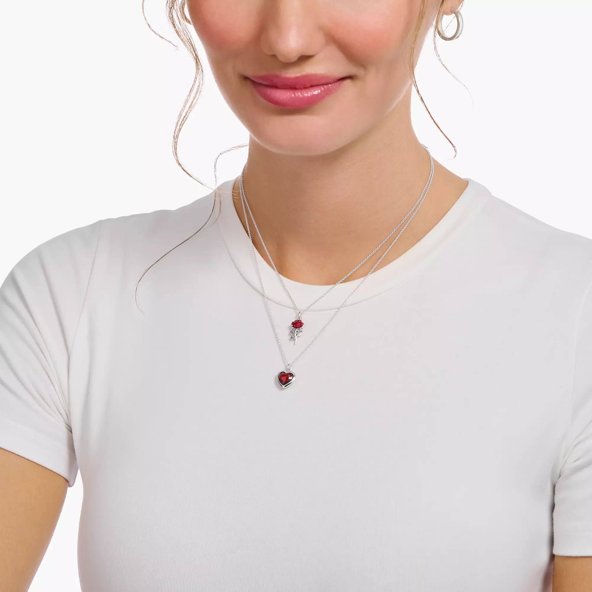 Thomas Sabo Kette - Rose - Silber gesch. & Kaltemail - Rot - 38 bis 45 cm – Ansicht 2