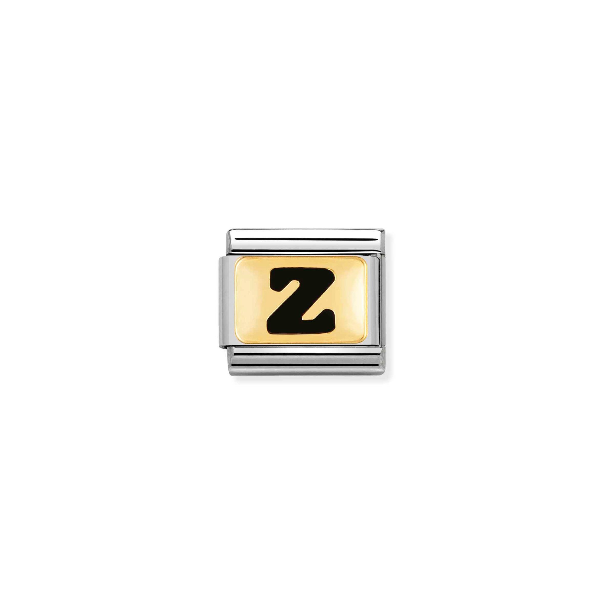 Nomination Composable Classic Charm Buchstabe Z schwarz - Edelstahl, Gold 750 Gelbgold, Emaille