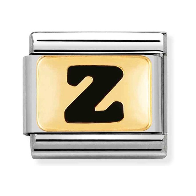 Nomination Composable Classic Charm Buchstabe Z schwarz - Edelstahl, Gold 750 Gelbgold, Emaille