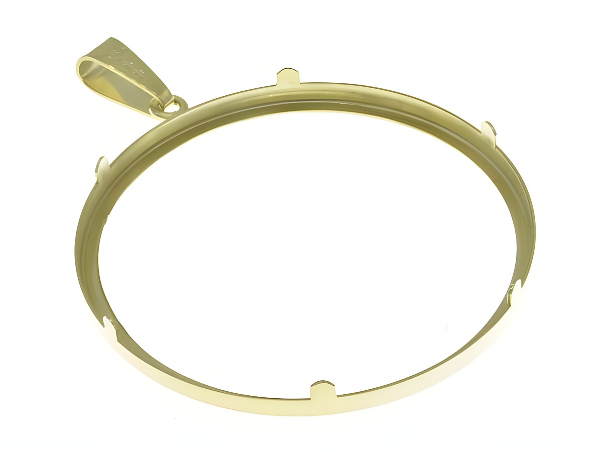 Münzfassung Anhänger aus 585 Gold, schlichtes Design mit einem maximalen Durchmesser von 41,6 mm für Münzen, hergestellt von Juwelier Harnisch. – Ansicht 2