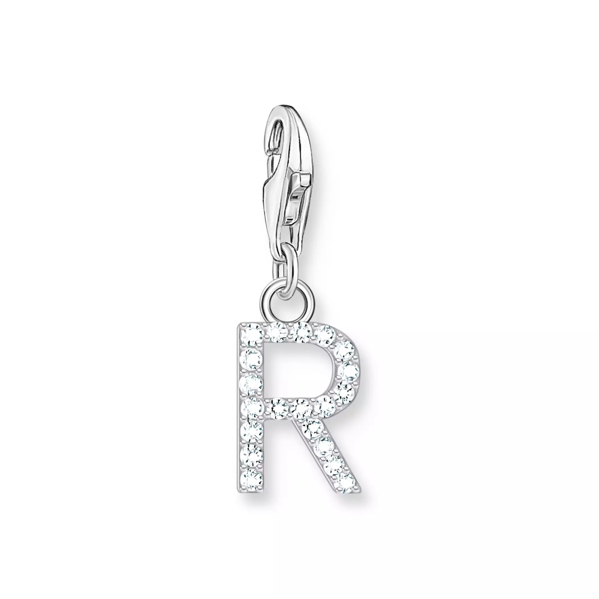 Thomas Sabo Charm-Anhänger - funkelnder Buchstabe R - Silber & Zirkonia - Weiß