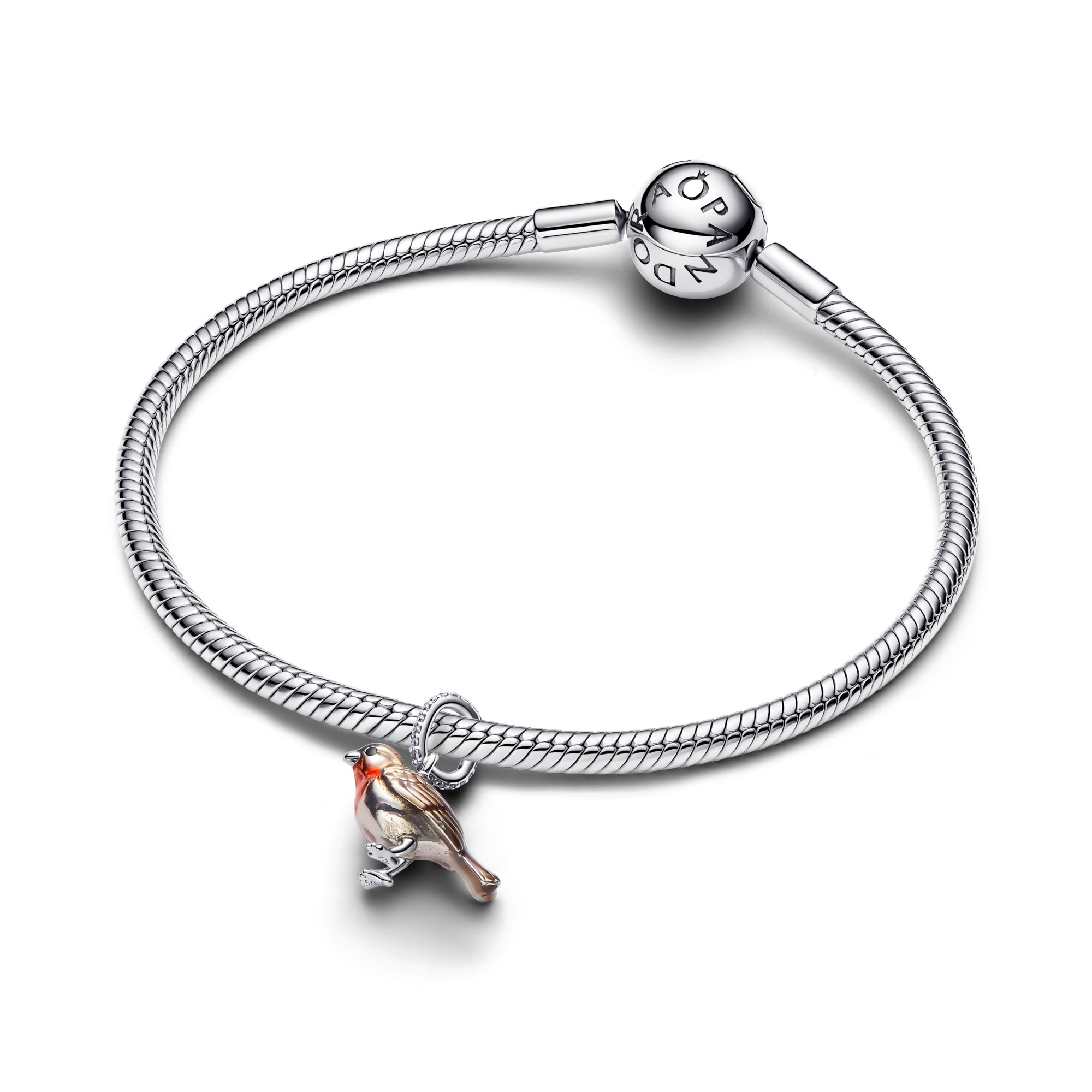 Pandora Vogel Rotkehlchen Charm-Anhänger - Sterling Silber und Emaille – Ansicht 2