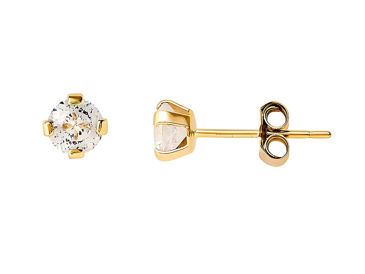 Polierte Ohrstecker aus Gelbgold 585 mit Zirkonia in runder Form, hochwertiger Ohrschmuck von Xenox, ideal für jeden Anlass und zeitlos elegant.