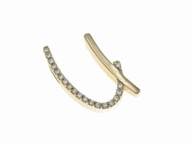 304823-0 Anhänger aus Sterling Silber, Buchstabe U, poliert und vergoldet in Roségold, verziert mit Zirkonia, hergestellt von Juwelier Harnisch.