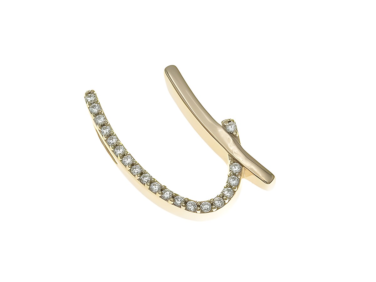 Anhänger aus Sterling Silber, Buchstabe U, poliert und vergoldet in Roségold, verziert mit Zirkonia, hergestellt von Juwelier Harnisch.