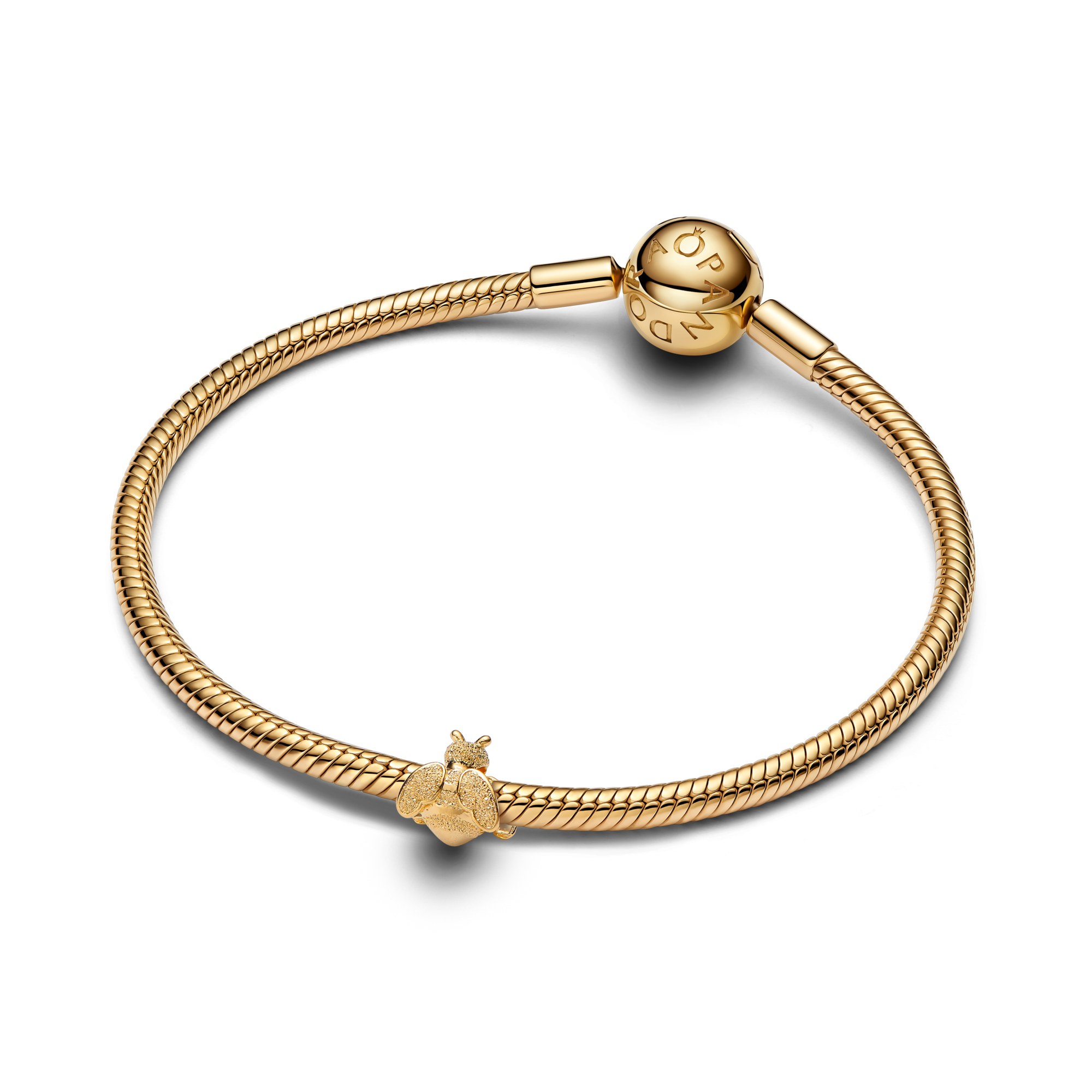 Pandora Strukturierte Biene Mini - Charm - Gelbgold Vergoldung – Ansicht 3