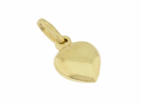 Herz Anhänger aus 585 Gold, süß und plastisch gestaltet, mit einem Durchmesser von ca. 1,1 cm, hergestellt von Juwelier Harnisch, ideal für Schmuckliebhaber.