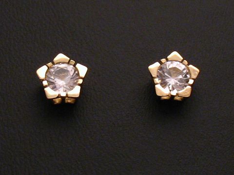 45860-0 Ohrringe aus Bergkristall und Gold Ohrstecker, Hersteller Juwelier Harnisch, mit funkelnden zusätzlichen Steinen in blütenähnlicher Form, perfekt für elegante Anlässe.