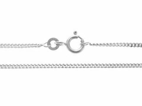 Weißgoldkette 585 Damen und Kinder Panzerkette 38 cm Drahtstärke 23 von Hersteller Juwelier Harnisch, zeigt eine elegante Kette mit Karabinerverschluss in glänzendem Weißgold.
