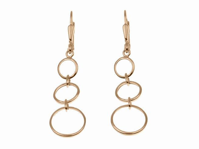 Ohrhänger Dreifach Ringe aus Sterling Silber mit Roségold Vergoldung, ohne Stein, von Juwelier Harnisch, modisches Design in eleganter Form, zeitlos und stilvoll.
