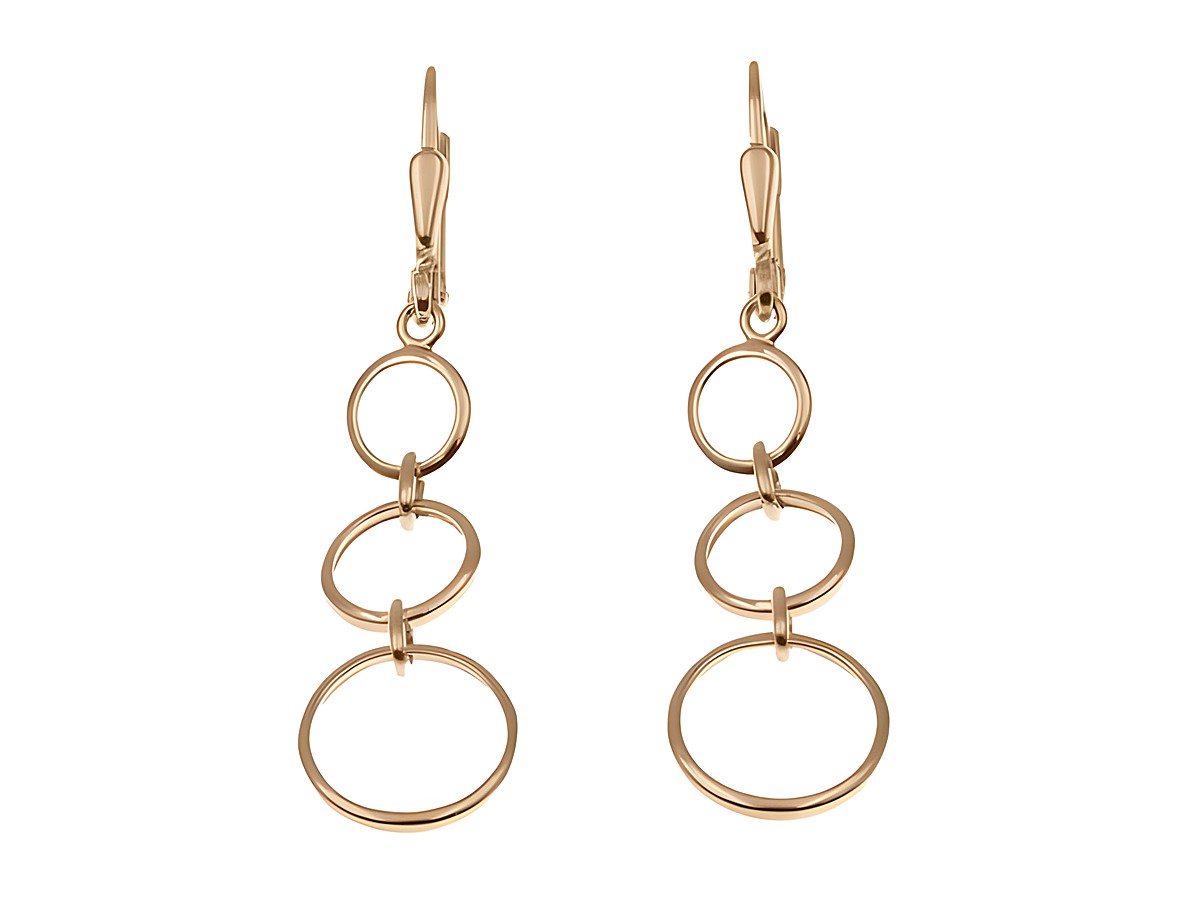 Ohrhänger Dreifach Ringe aus Sterling Silber mit Roségold Vergoldung, ohne Stein, von Juwelier Harnisch, modisches Design in eleganter Form, zeitlos und stilvoll.