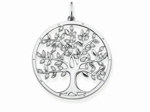 Silberner Anhänger von Thomas Sabo in Baumdesign mit weißen Zirkonia. Der Anhänger zeigt filigrane Äste und Blätter in runder Form. Ideal als Schmuckstück zum Verschenken oder für den Eigenbedarf.