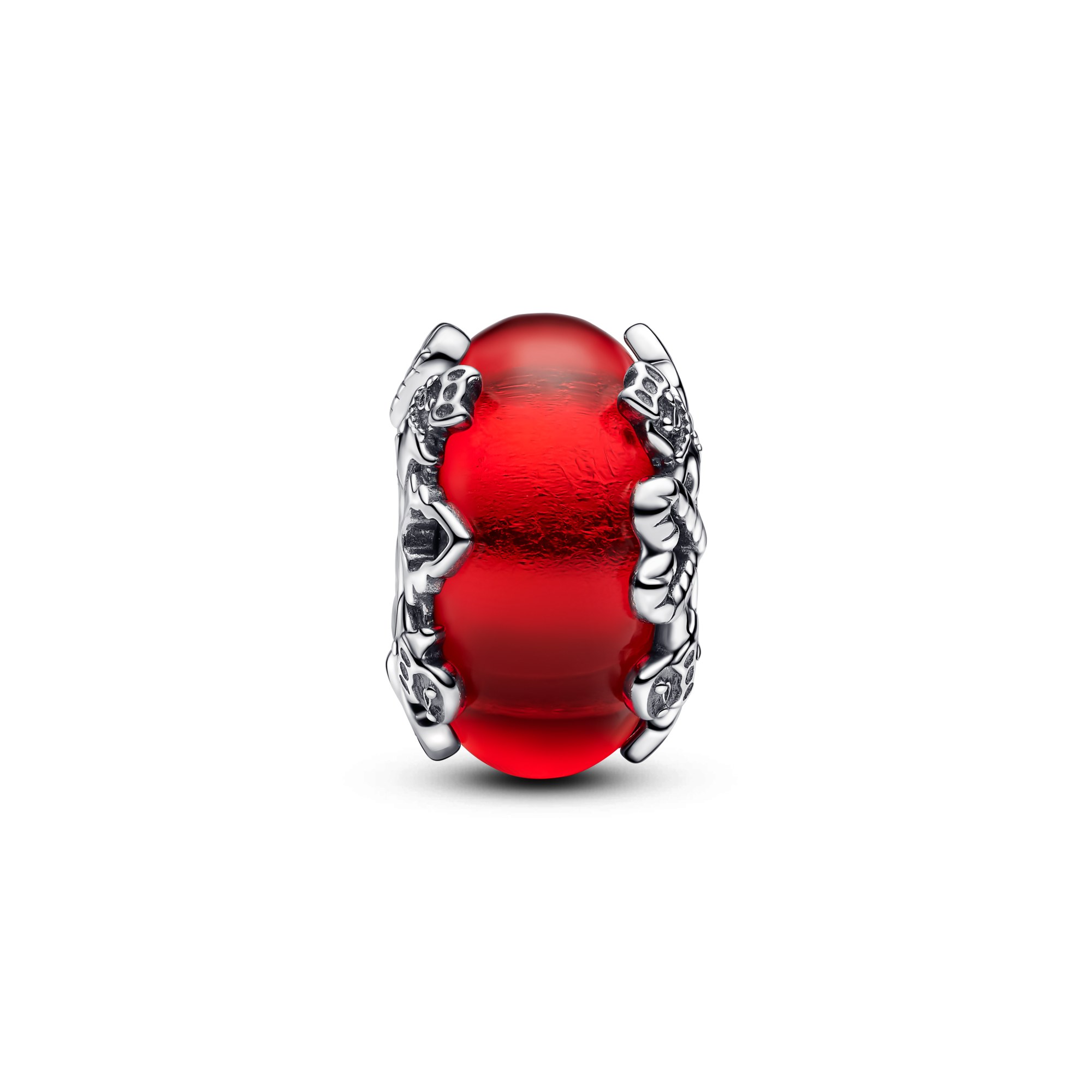 Pandora charm Weihnachtsmotiv-Anhänger aus Silber mit rotem Muranoglas und goldener Folie – Ansicht 3