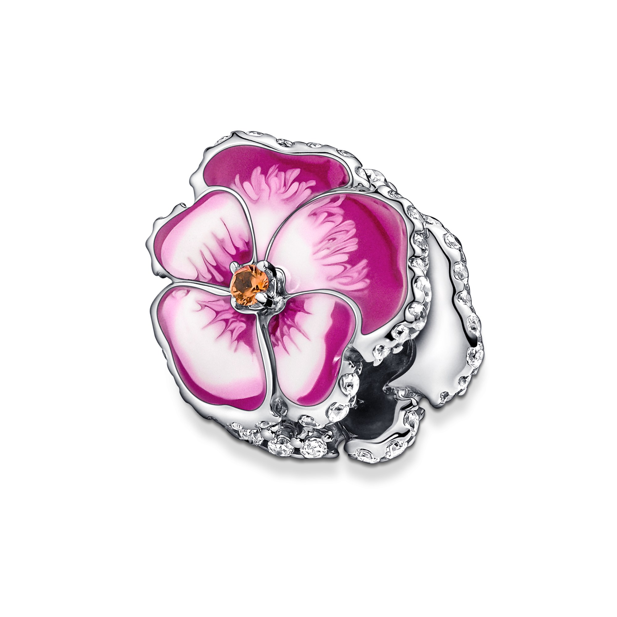 Pandora Pinke Stiefmütterchen Blume Charm - Silber - Emaille Steinmix - Multicolor – Ansicht 2