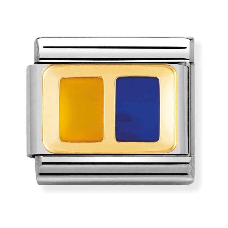 Nomination Composable Classic Charm Flaggenalphabet K - Edelstahl, Gold 750 Gelbgold, Emaille