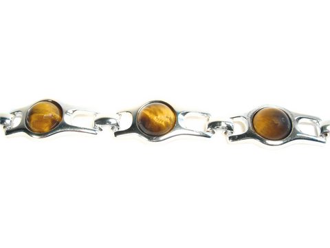 Silber Armband 19 cm x 16 mm mit echten Tigerauge-Steinen, Hersteller Juwelier Harnisch, zeitloses Design, ideal für eleganten Schmuck.