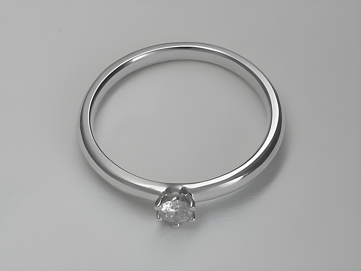 Verlobungsring aus 585 Weißgold mit einem Brillant von 0,10 ct W/Si in Größe 54, Hersteller Juwelier Harnisch, elegant und zeitlos gestaltet. – Ansicht 2