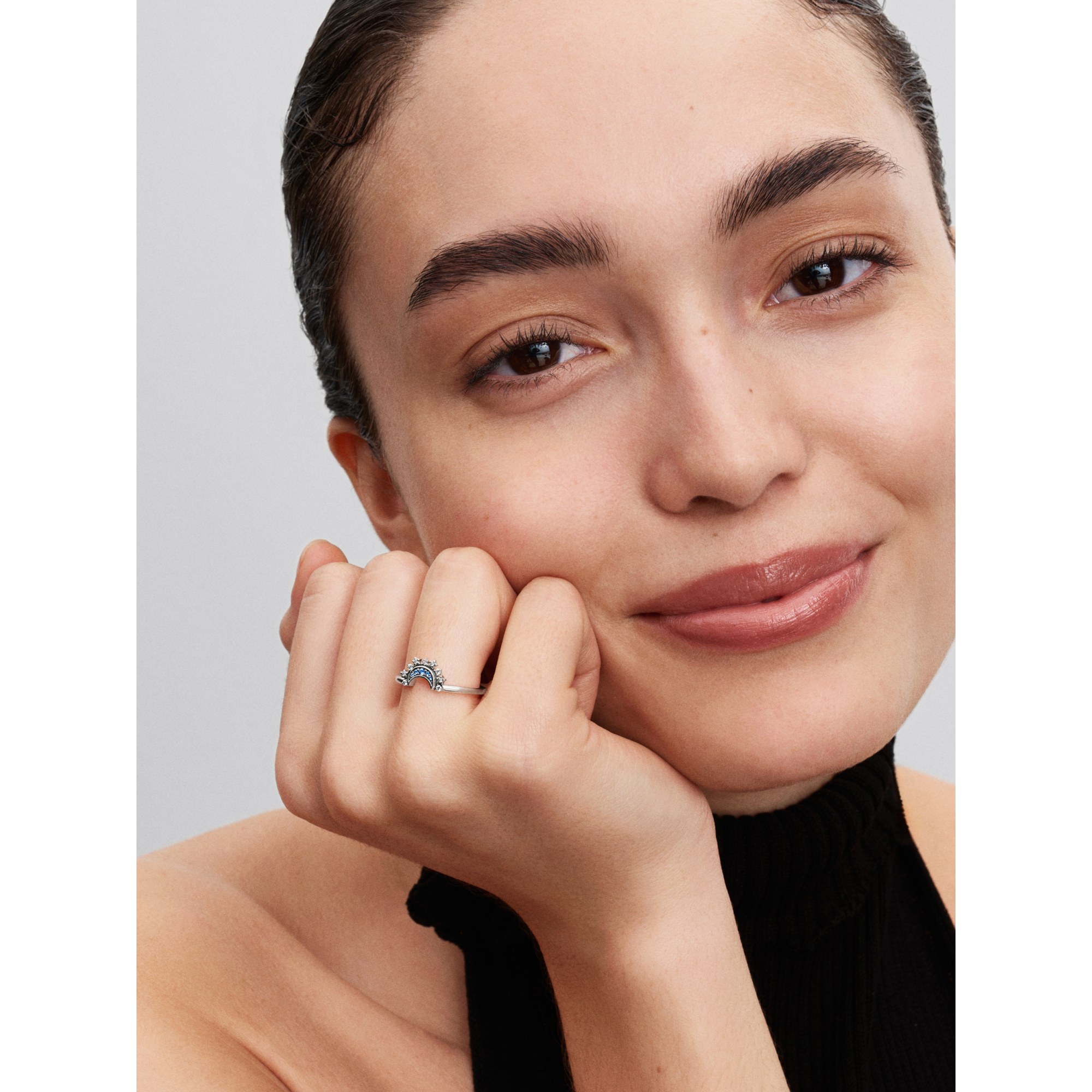 Pandora himmlisch Funkelnder Blauer Mondring - Sterling Silber