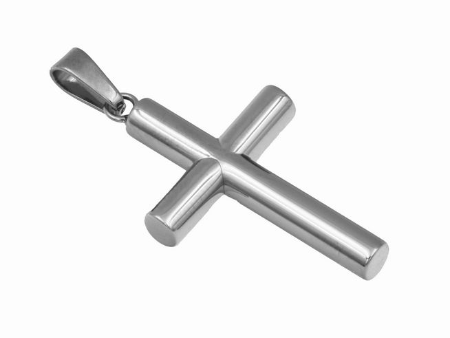Edelstahl Kreuz Anhänger poliert mit einer Größe von 26,8 mm vom Hersteller Juwelier Harnisch, elegant und modern gestaltet, ideal als Schmuckstück oder Geschenk.
