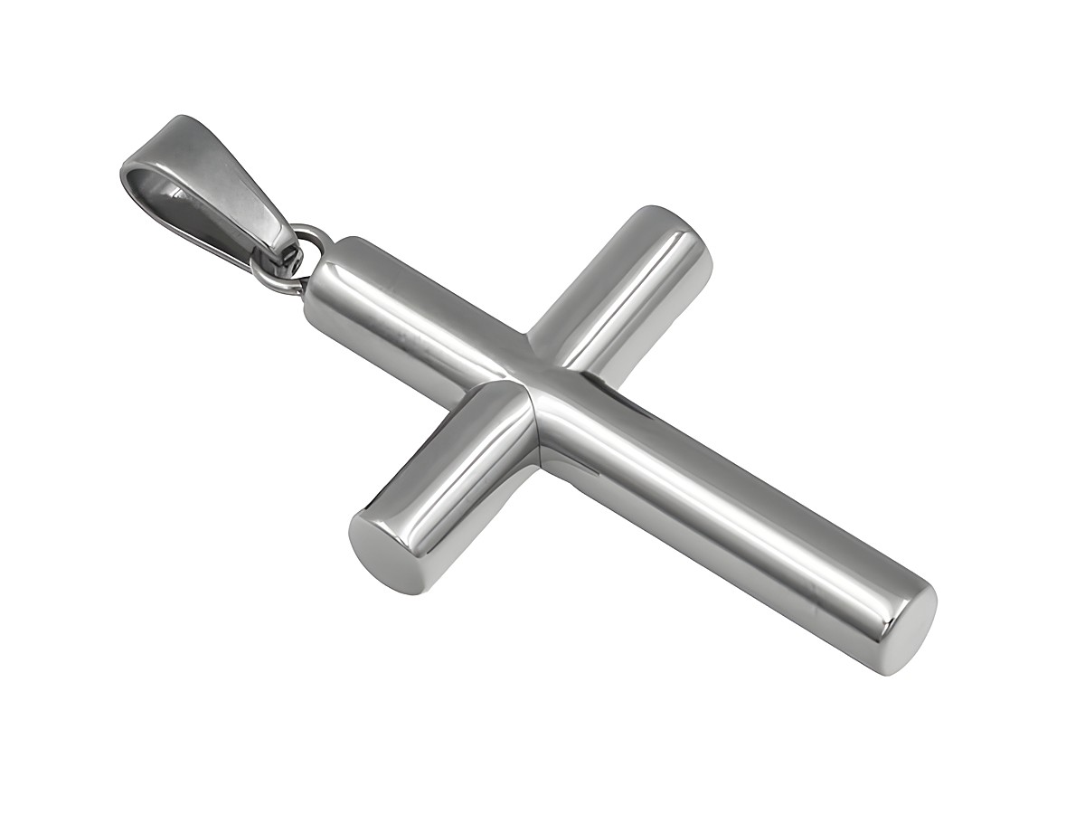 Edelstahl Kreuz Anhänger poliert mit einer Größe von 26,8 mm vom Hersteller Juwelier Harnisch, elegant und modern gestaltet, ideal als Schmuckstück oder Geschenk.