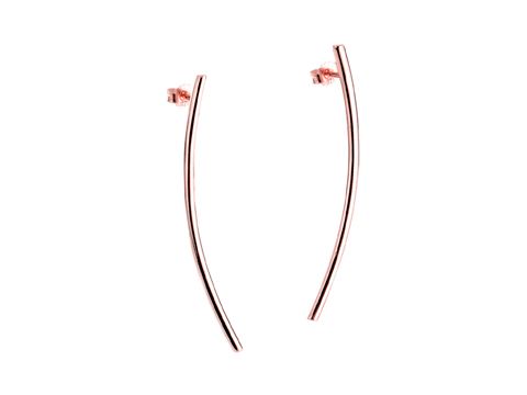 Stäbchen gebogen Ohrstecker in luxuriösem Silber und Roségold, hergestellt von Juwelier Harnisch, ohne Stein, elegantes Design für besondere Anlässe.