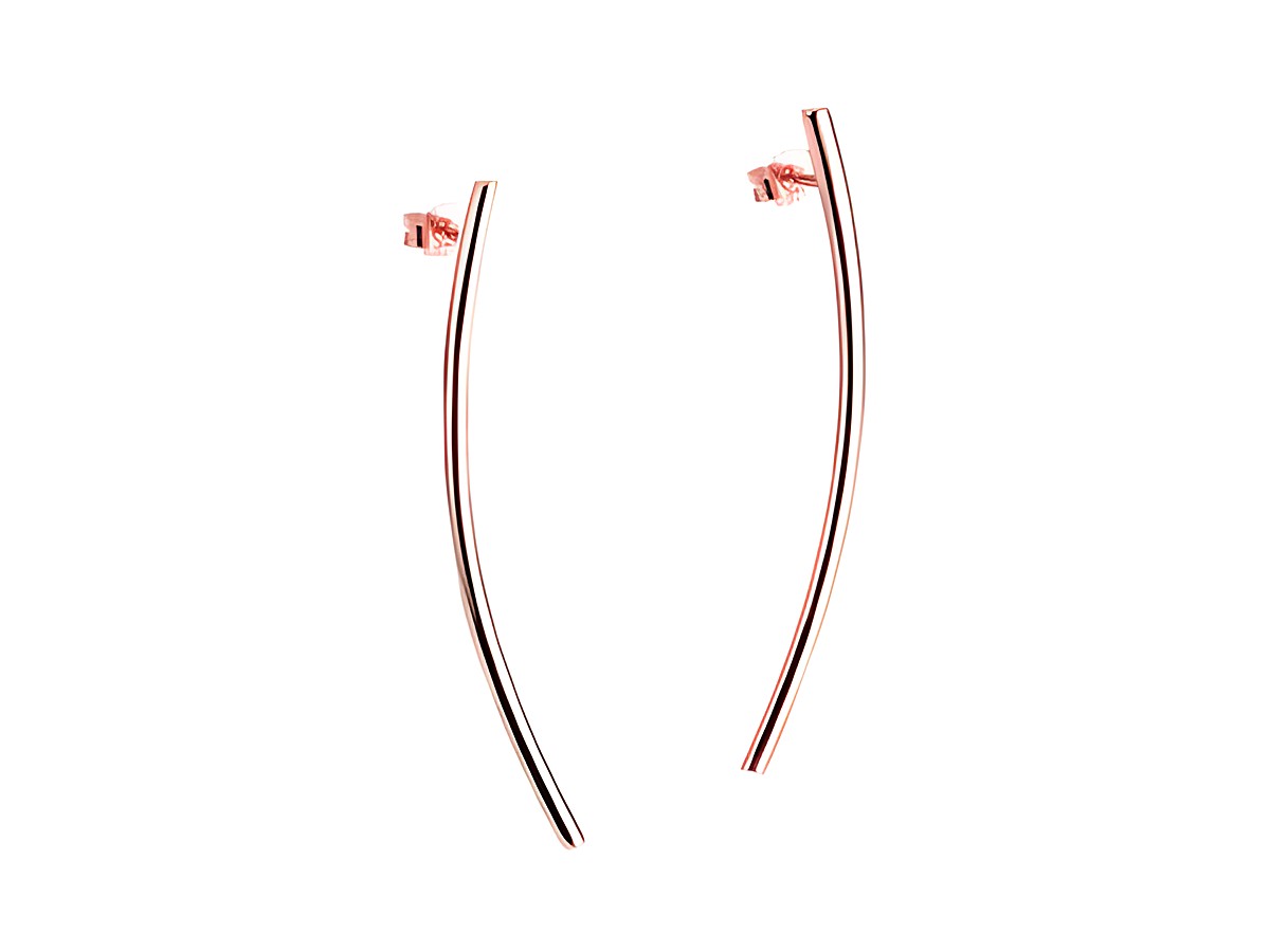 Stäbchen gebogen Ohrstecker in luxuriösem Silber und Roségold, hergestellt von Juwelier Harnisch, ohne Stein, elegantes Design für besondere Anlässe.
