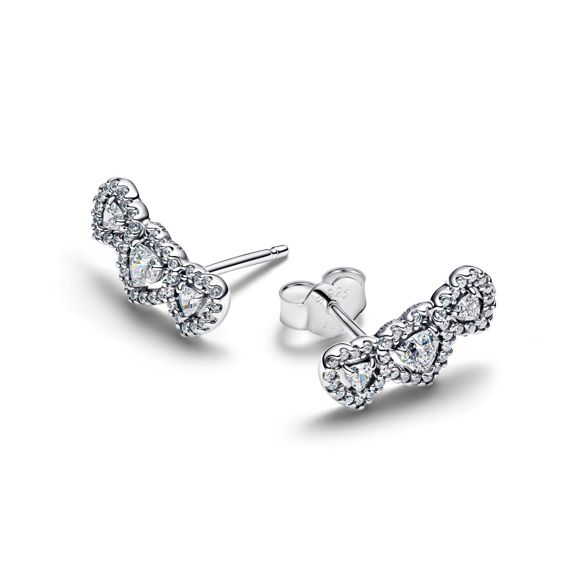 Pandora Strahlenkranz Herz Trilogie Ohrstecker - Silber - Zirkonia – Ansicht 2