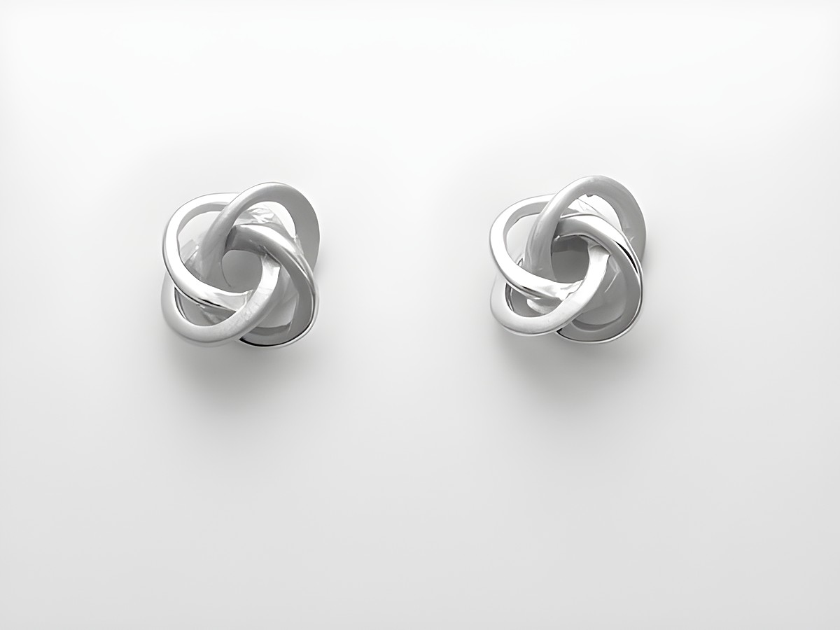 Silber Ohrringe aus Sterling Silber, verschlungene Ohrstecker ohne Stein, Hersteller Juwelier Harnisch, elegantes Design ideal für jeden Anlass.